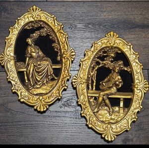 Antique Victorian 3D Chalkware Wall Plaques